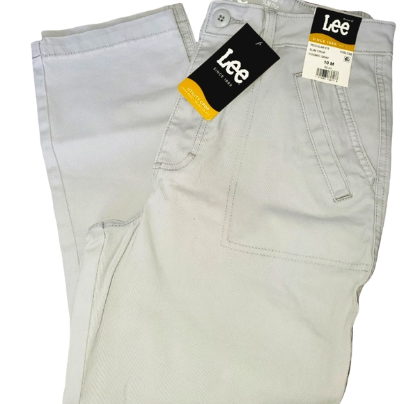 Lee NWT Utility Slim Leg High Rise Cropped Regular Fit Pant Cosmic Grey 834 - Picture 6 of 6